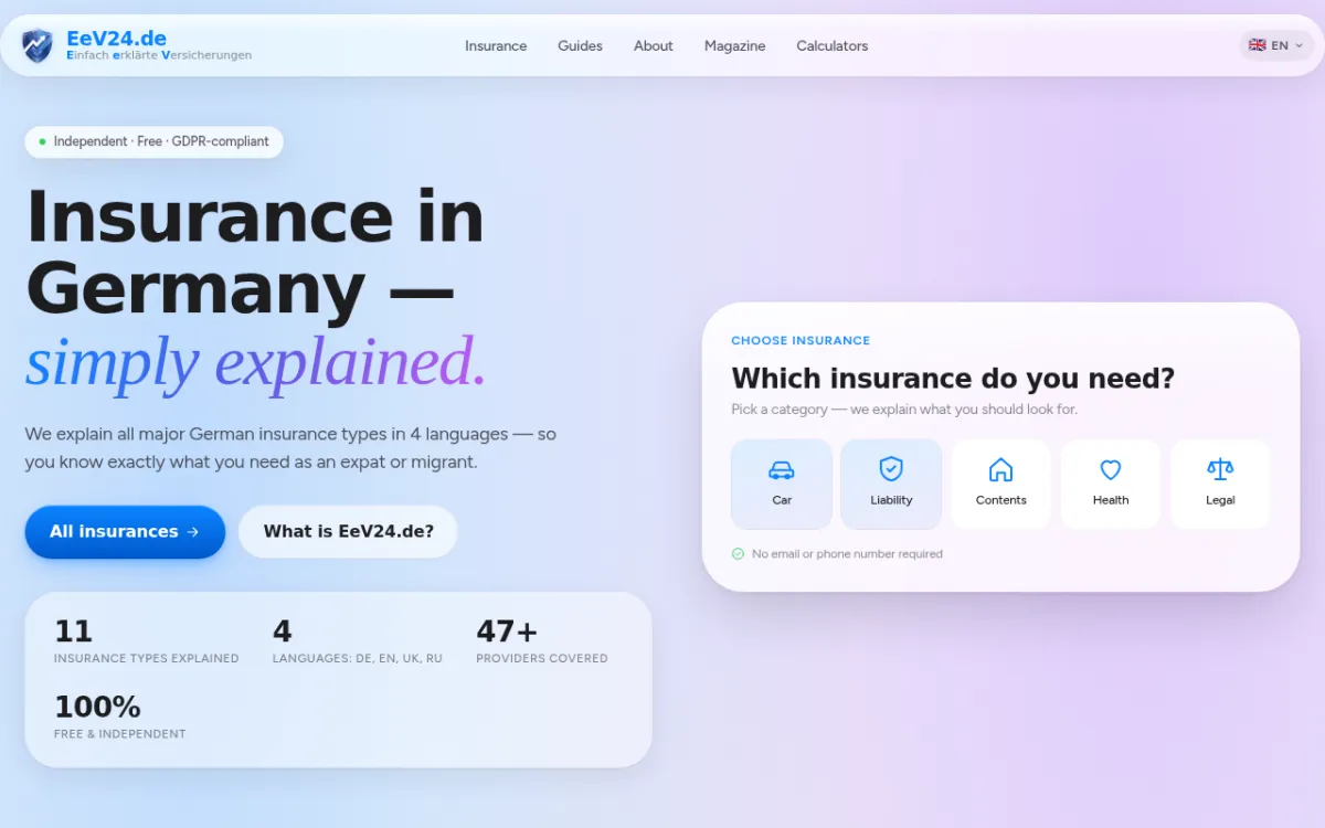 Homepage screenshot of EeV24.de
