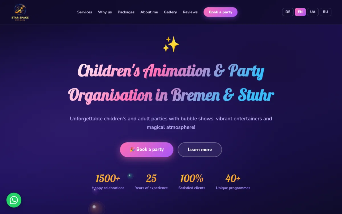 Homepage screenshot of Star Space